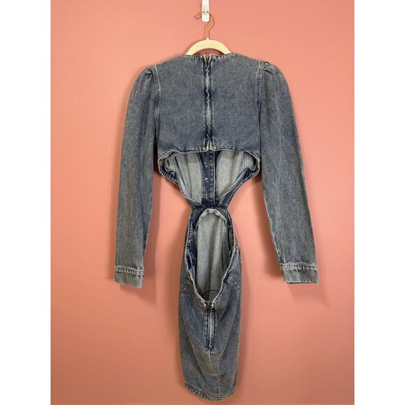 Amanda Uprichard Alabama Denim Mini Dress in Caspian Size Small - Picture 7 of 8